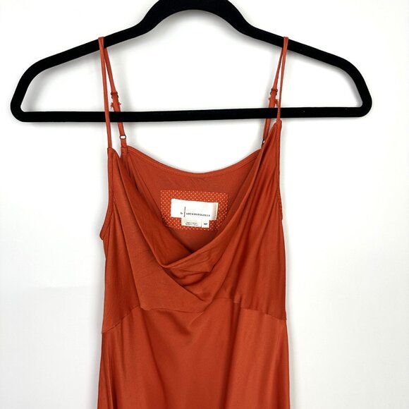 Anthropologie Elyse Sleeveless Bias Midi Slip Dress Orange XSP Petite XS - Picture 3 of 10